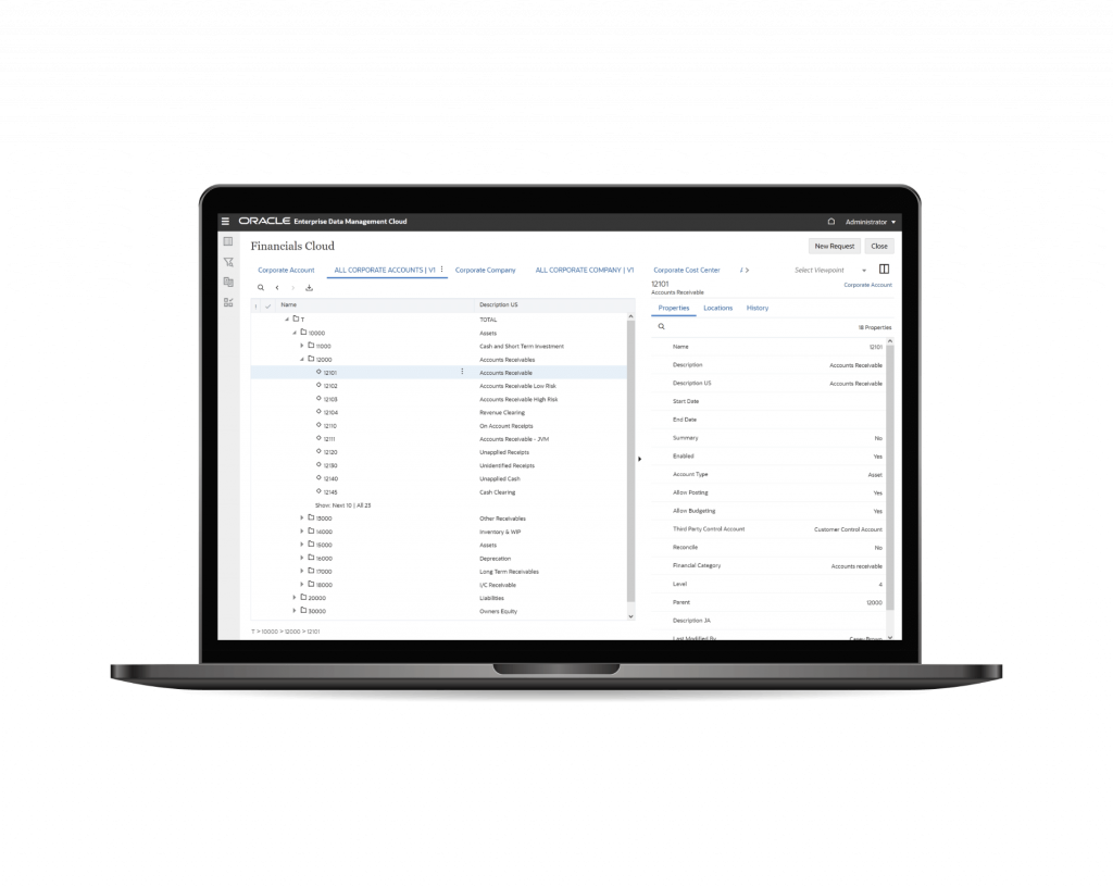 Dashboard highlighting Oracle Enterprise Data Management